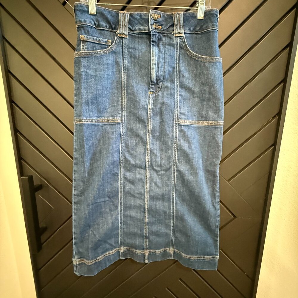 Anthropologie Medium Blue Denim Pencil Skirt Sz 10